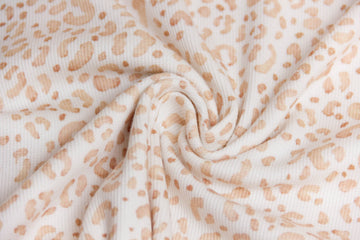 Rib Jersey, Rippenjersey mit Leoprint, wollweiß, braun, 0,5 m